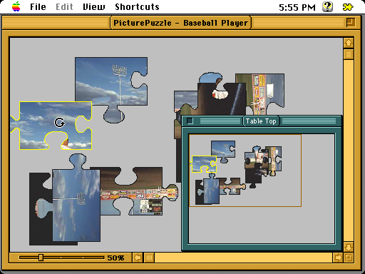 PicturePuzzle (Macintosh) screenshot: Rotating a piece