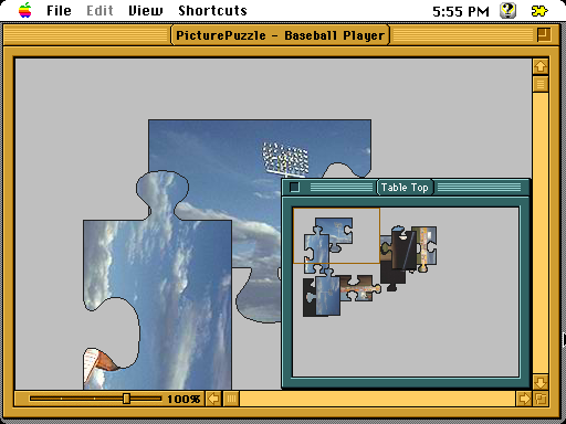 PicturePuzzle (Macintosh) screenshot: Close up view of pieces