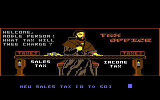 Santa Paravia and Fiumaccio (Commodore 64) screenshot: Tax office