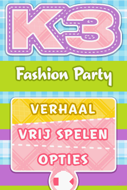 K3: Fashion Party (Nintendo DS) screenshot: Main menu