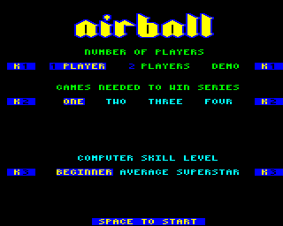 Superstar Indoor Sports (Electron) screenshot: Settings for air hockey