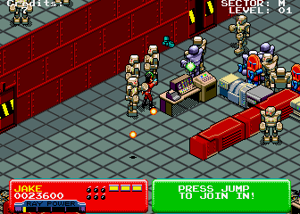 Escape from the Planet of the Robot Monsters (Arcade) screenshot: another model of robots