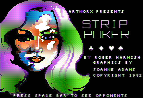 Strip Poker Data Disk #1: Female - Candi and Marlena (Apple II) screenshot: Title Screen