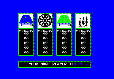 Superstar Indoor Sports (Amstrad CPC) screenshot: Main menu