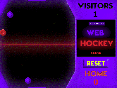 Web Hockey (Browser) screenshot: A game in progress Not much to see really except to note that the score has decreased because time has passed and a goal has been conceded