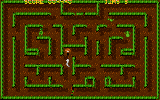 Jungle Jim (Amiga) screenshot: Hut appear when all gold has been collected