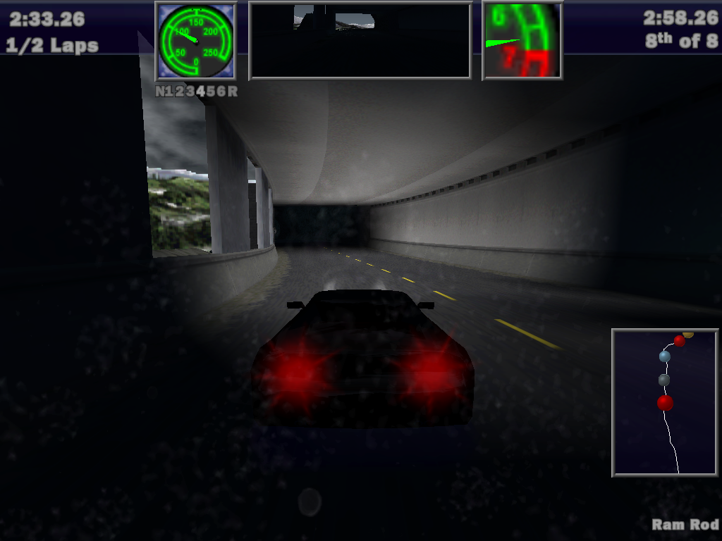 Need for Speed III: Hot Pursuit (Windows) screenshot: Tunnel with 3Dfx.