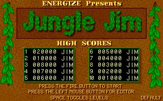 Jungle Jim (Amiga) screenshot: Title screen