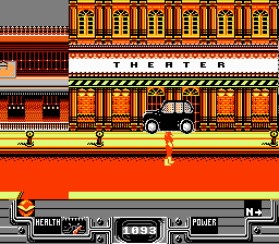 Defenders of Dynatron City (NES) screenshot: OUtside the theater