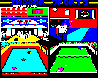 Superstar Indoor Sports (BBC Micro) screenshot: Main menu