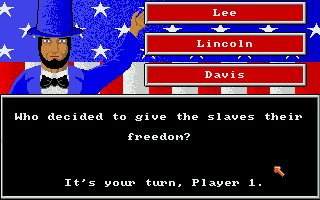 All About America (Amiga) screenshot: This is a typical reading skill question