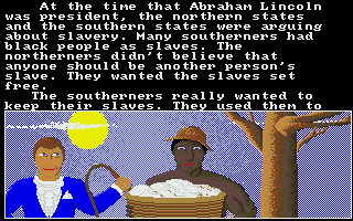 All About America (Amiga) screenshot: Story about Lincoln