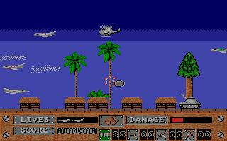 Tornado Ground Attack (Amiga) screenshot: A fuel pod is dropped by enemy