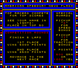 American Speedway (Arcade) screenshot: Instructions