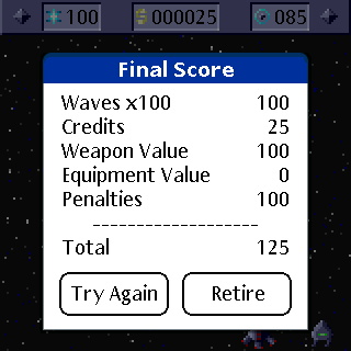 Interlopers (Palm OS) screenshot: Score