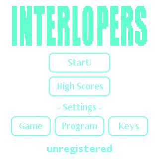 Interlopers (Palm OS) screenshot: Main menu