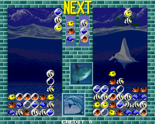 Aquarium (Arcade) screenshot: The game is about equal here.