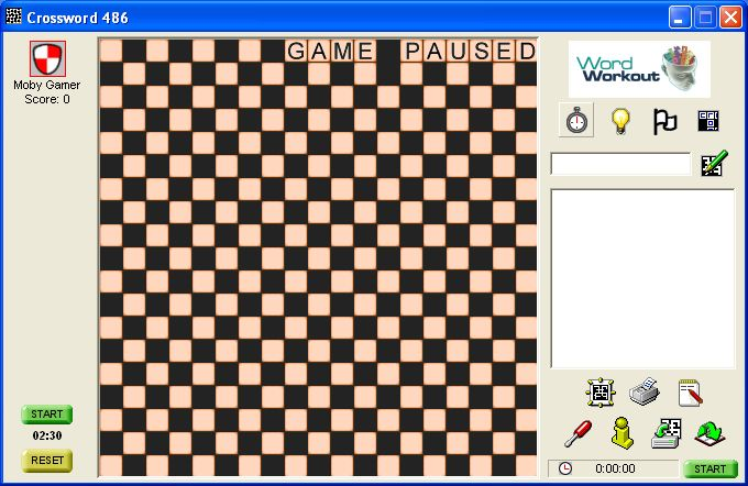 Word Workout Games (Windows) screenshot: The game can be paused but that causes the grid to be hidden so there's no cheating