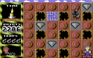 Das KNAX Computerspiel (Commodore 64) screenshot: Level 10 - extra points diamonds