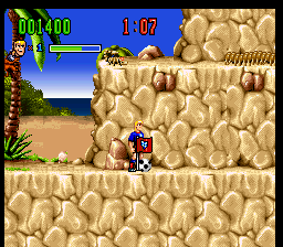 Hurricanes (SNES) screenshot: At a checkpoint