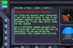 Super Hornet F/A 18F (Game Boy Advance) screenshot: Mission 1