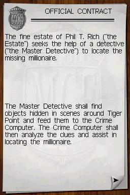 Mystery Case Files: MillionHeir (Nintendo DS) screenshot: Official Contract