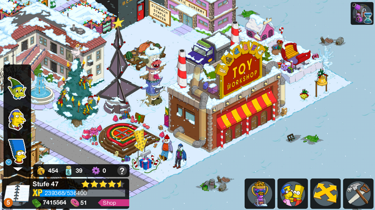 The Simpsons: Tapped Out (Android) screenshot: Christmas 2014 buildings