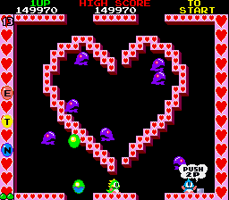 Bubble Bobble (Sharp X68000) screenshot: The heart-shaped Round 13
