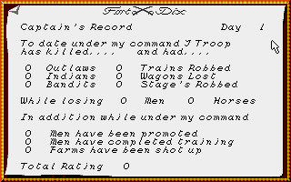 Fort Apache (Amiga) screenshot: Player's record