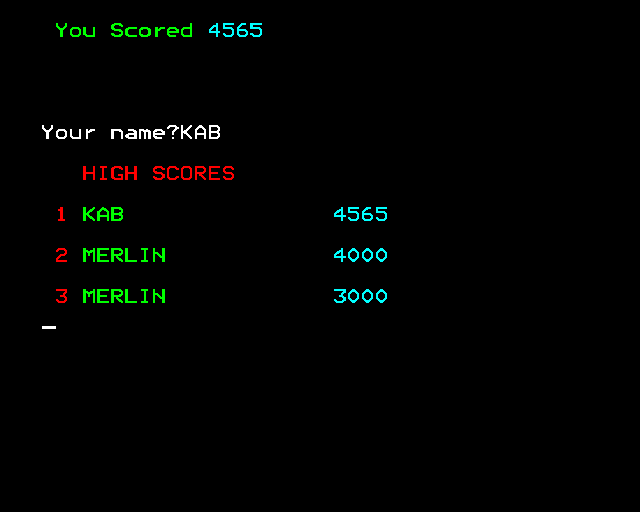 The Wizard (BBC Micro) screenshot: High scores