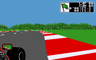 Ferrari Formula One (Amiga) screenshot: Extremely tight corner