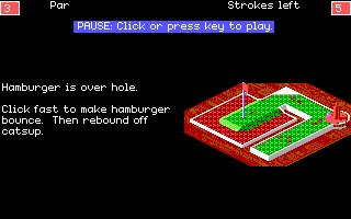 Will Harvey's Zany Golf (DOS) screenshot: Intro to Hole 2