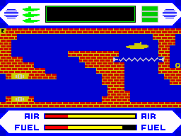 Periscope Up (ZX Spectrum) screenshot: Electric barrier