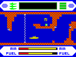 Periscope Up (ZX Spectrum) screenshot: Controlling the Scoutcraft