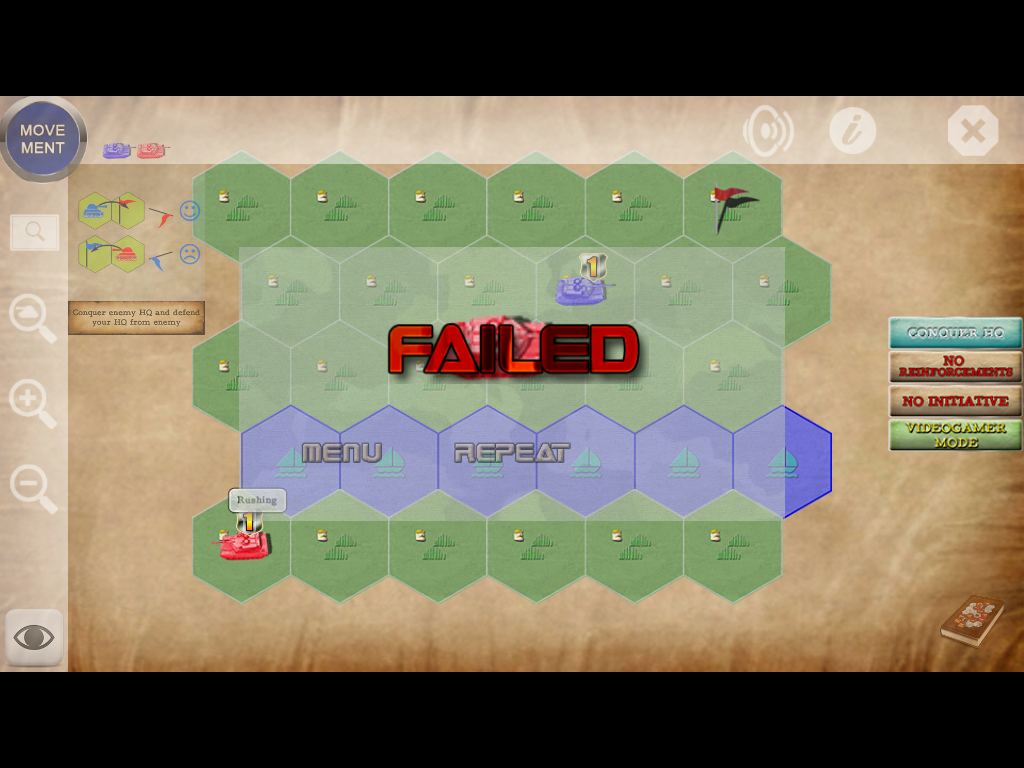 Retaliation: Path of War (iPad) screenshot: Failed