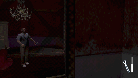 Manhunt 2 (PSP) screenshot: What Danny's model looks like in first-person mode.