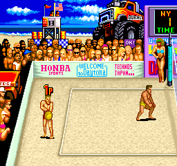 U.S. Championship V'Ball (Arcade) screenshot: Serving in the first match (American version)
