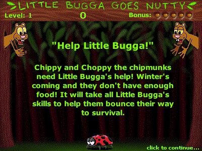 Little Bugga Goes Nutty (Browser) screenshot: This explains the story