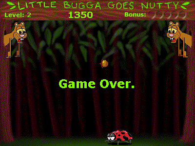 Little Bugga Goes Nutty (Browser) screenshot: Game Over