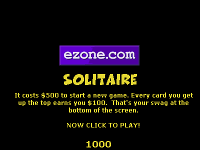 Ezone Solitaire (Browser) screenshot: The title screen and instructions