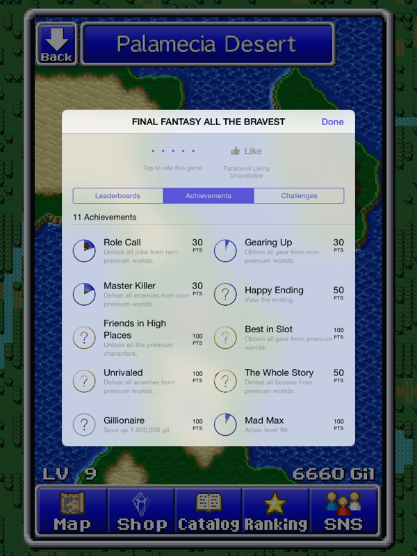 Final Fantasy: All The Bravest (iPad) screenshot: The achievements