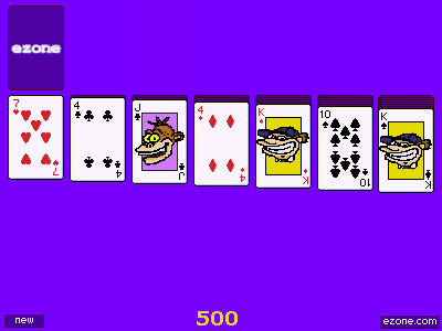 Ezone Solitaire (Browser) screenshot: The game is basic There are no features such as undo, reset, save and so-on