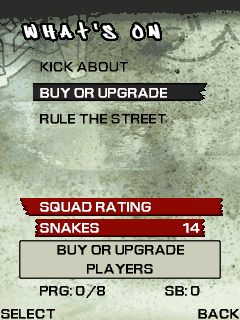 FIFA Street 2 (J2ME) screenshot: Rule the street mode - Menu