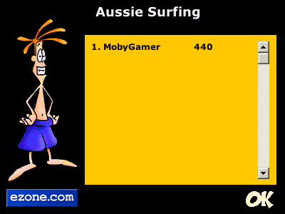 Aussie Surf Classic (Browser) screenshot: the high score table