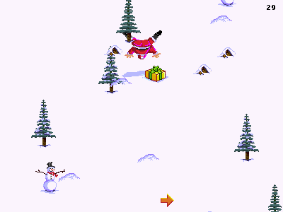 Santa Goes Butt-Boardin' (Browser) screenshot: Santa is well animated and looks good even when he is upside down