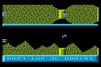 Tanium (Atari 8-bit) screenshot: Avoiding Mountains on Level 2