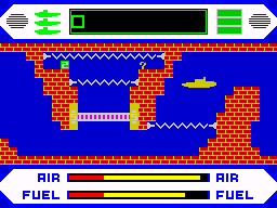Periscope Up (ZX Spectrum) screenshot: Gate with number 2 locked