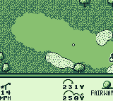 PGA European Tour (Game Boy) screenshot: The ball landed on the fairway.