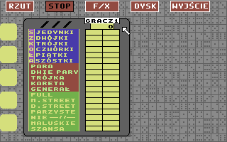 Kości & Poker (Commodore 64) screenshot: One player mode