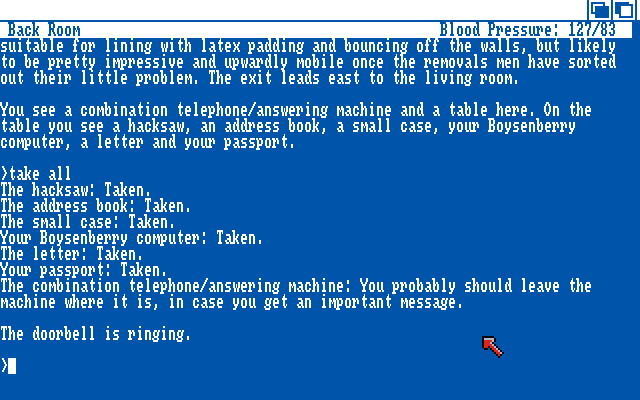 Bureaucracy (Amiga) screenshot: Taking stuff.